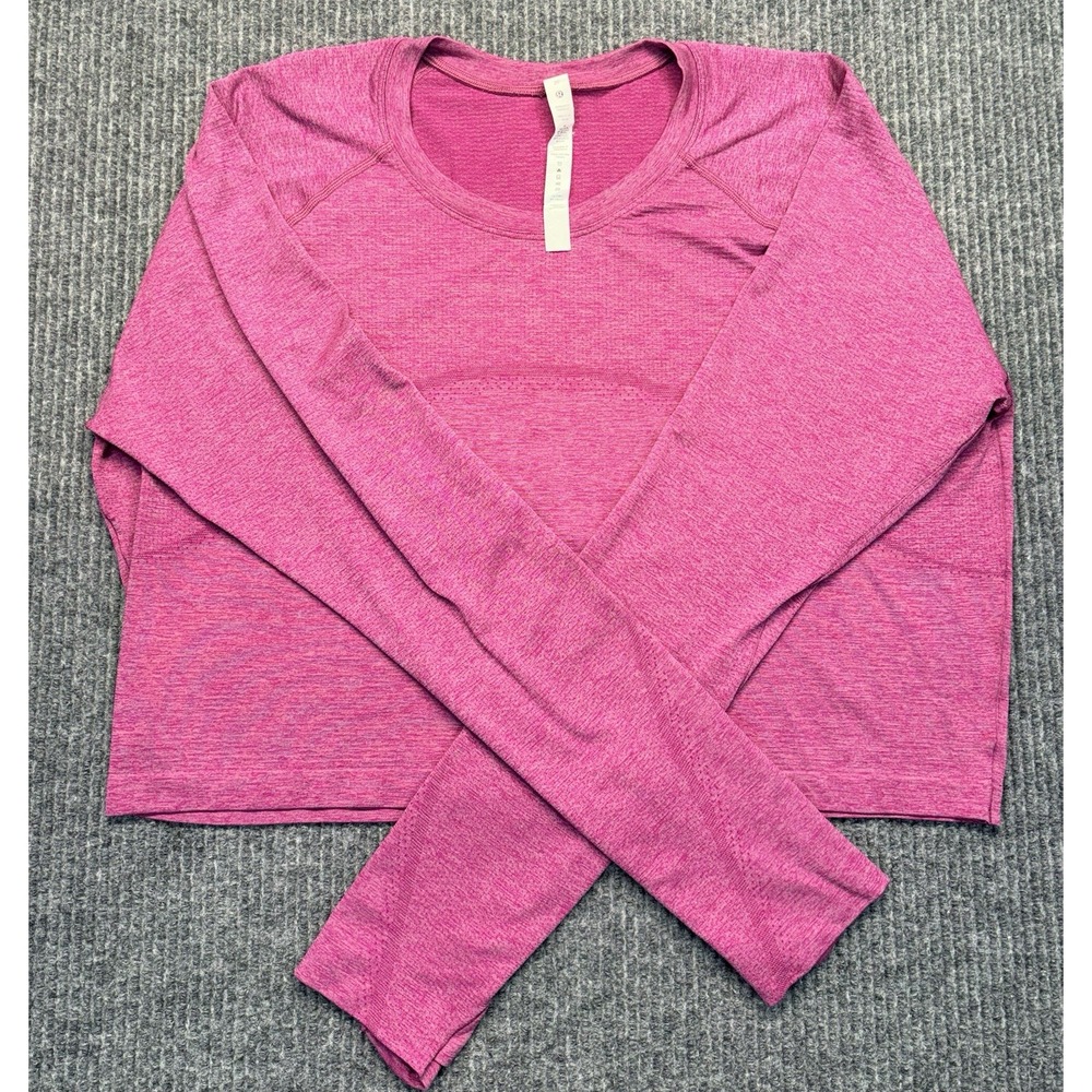 Lululemon Women's Size 20 Pink Heather Long Sleeve Thumbhole Workout Top